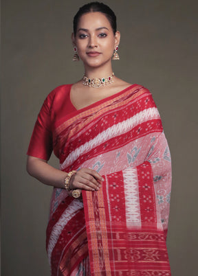 Pink Bomkai Silk Saree Without Blouse Piece