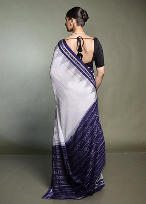 White Bomkai Silk Saree Without Blouse Piece