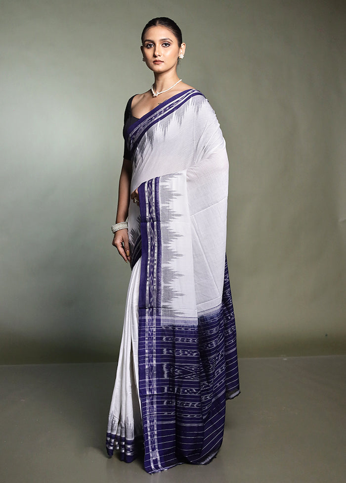 White Bomkai Silk Saree Without Blouse Piece