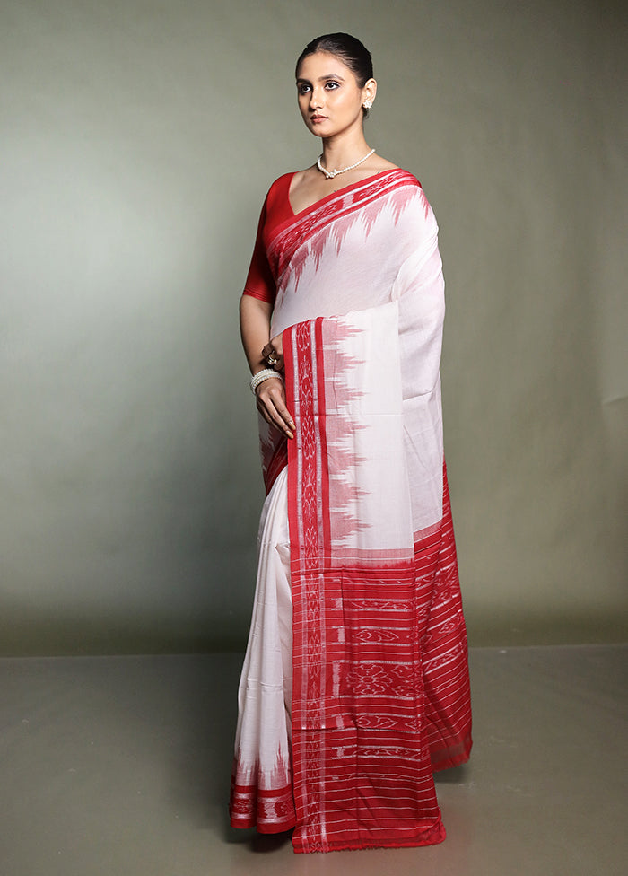 White Bomkai Silk Saree Without Blouse Piece
