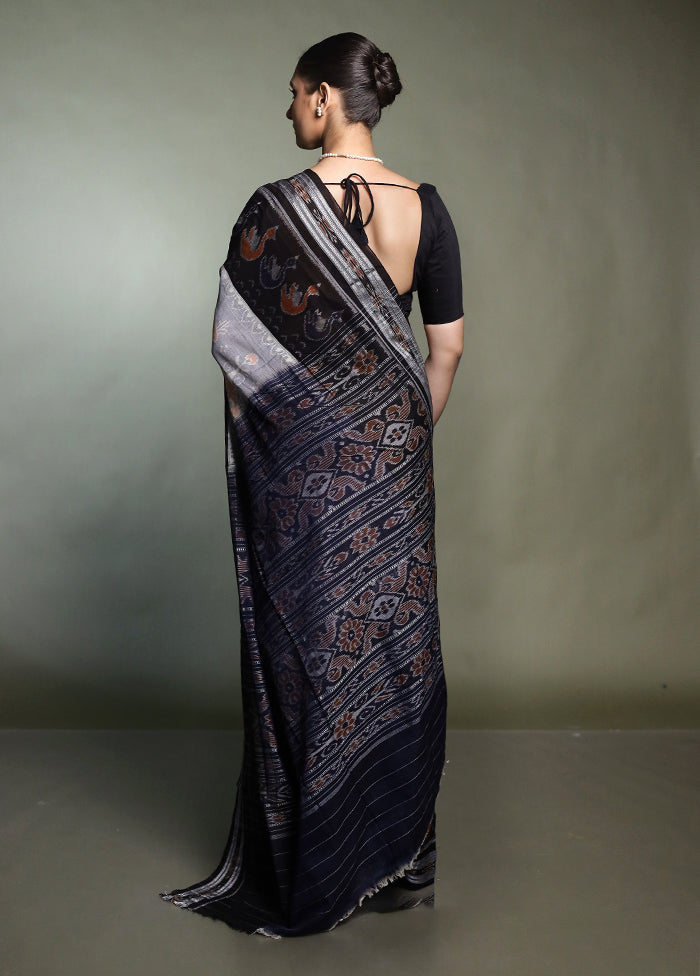 Black Bomkai Silk Saree Without Blouse Piece