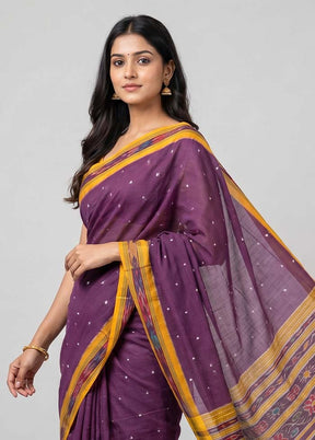 Purple Bomkai Silk Saree Without Blouse Piece