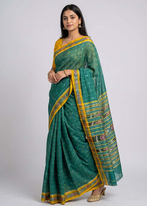 Green Bomkai Silk Saree Without Blouse Piece