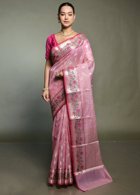 Pink Kota Cotton Saree With Blouse Piece