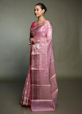Pink Kota Cotton Saree With Blouse Piece