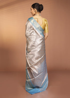 Cream Kora Silk Saree With Blouse Piece