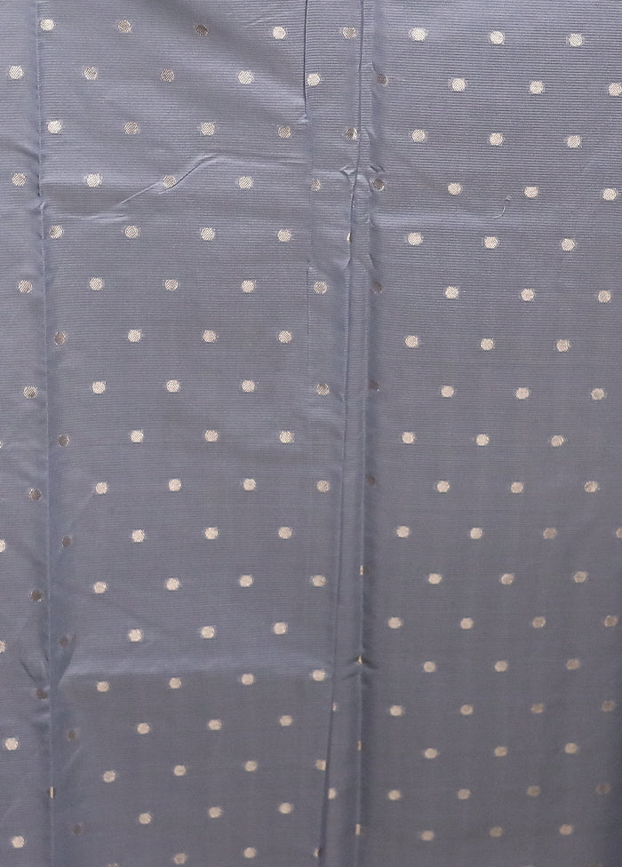 Grey Pure Kota Cotton Saree With Blouse Piece
