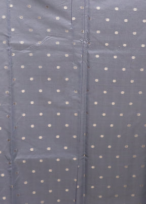 Grey Pure Kota Cotton Saree With Blouse Piece