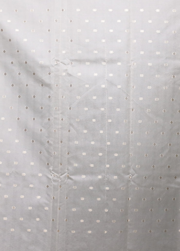 White Pure Kota Cotton Saree With Blouse Piece