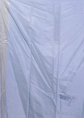 Blue Dupion Silk Saree With Blouse Piece