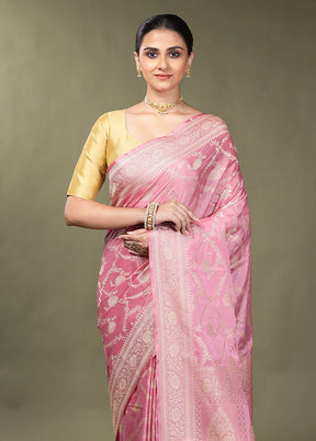 Pink Dupion Silk Saree With Blouse Piece
