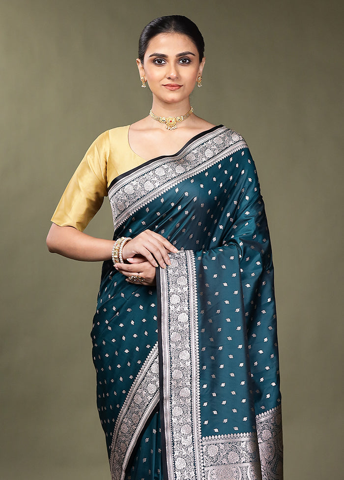 Green Katan Silk Saree With Blouse Piece