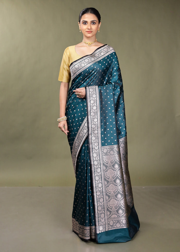 Green Katan Silk Saree With Blouse Piece