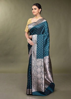 Green Katan Silk Saree With Blouse Piece
