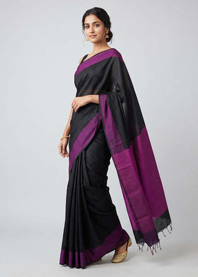 Black Banarasi Silk Saree With Blouse Piece