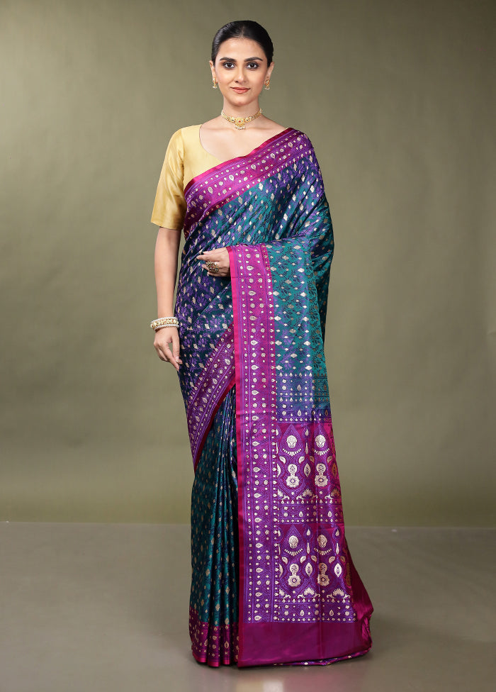 Green Tanchoi Silk Saree With Blouse Piece