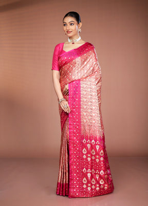Pink Tanchoi Silk Saree With Blouse Piece