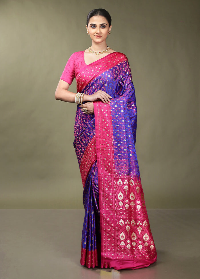 Blue Tanchoi Silk Saree With Blouse Piece