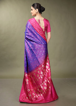 Blue Tanchoi Silk Saree With Blouse Piece