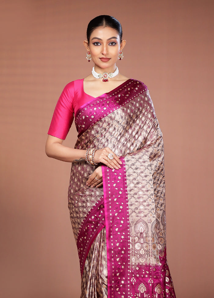 Cream Tanchoi Silk Saree With Blouse Piece