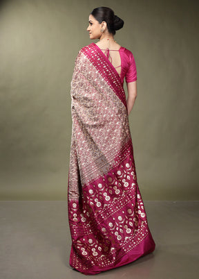 Cream Tanchoi Silk Saree With Blouse Piece