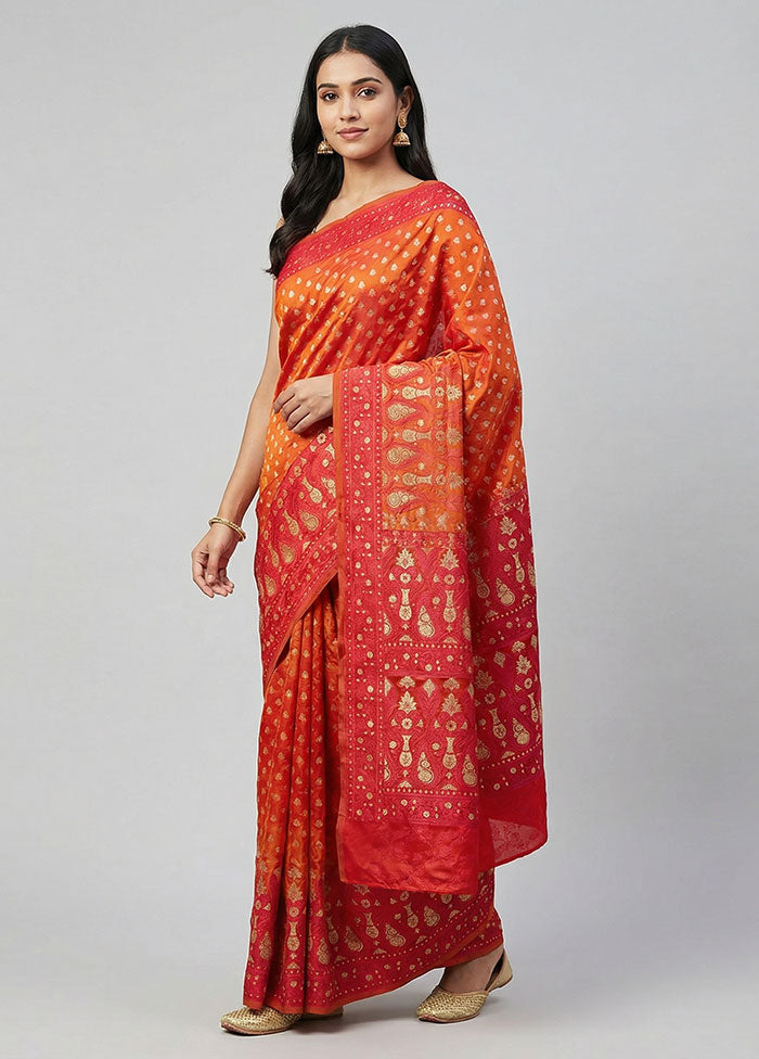 Yellow Tanchoi Silk Saree With Blouse Piece