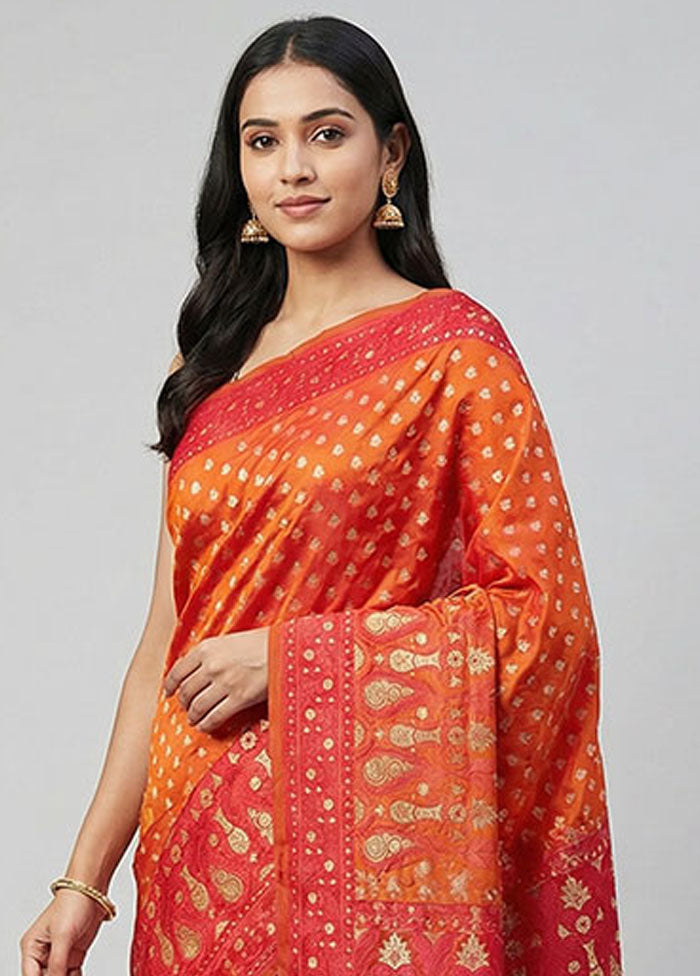 Yellow Tanchoi Silk Saree With Blouse Piece