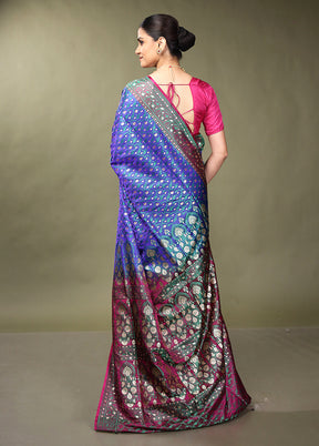 Blue Tanchoi Silk Saree With Blouse Piece