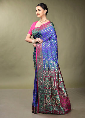 Blue Tanchoi Silk Saree With Blouse Piece