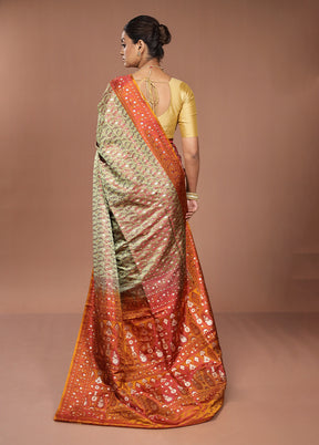 Green Tanchoi Silk Saree With Blouse Piece