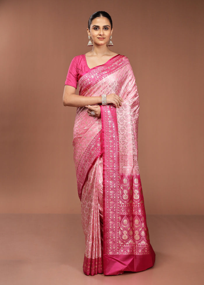 Pink Tanchoi Silk Saree With Blouse Piece