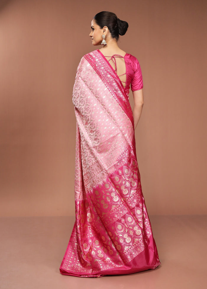 Pink Tanchoi Silk Saree With Blouse Piece