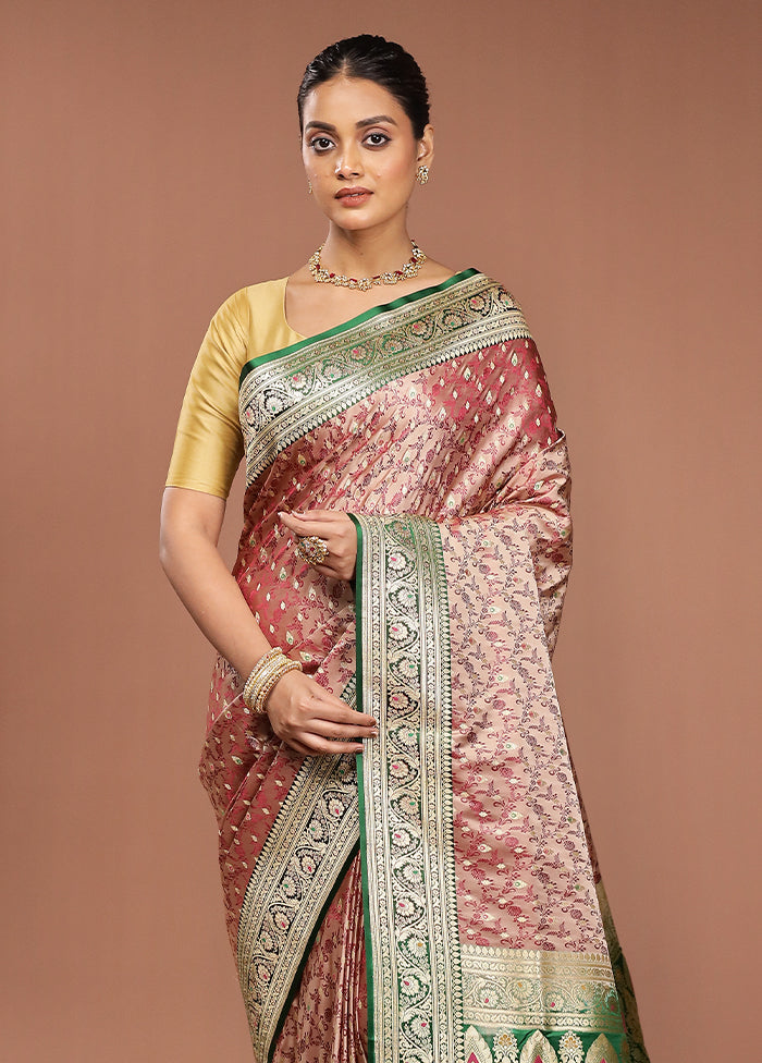 Cream Handloom Tanchoi Pure Silk Saree With Blouse Piece