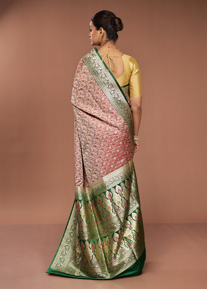 Cream Handloom Tanchoi Pure Silk Saree With Blouse Piece