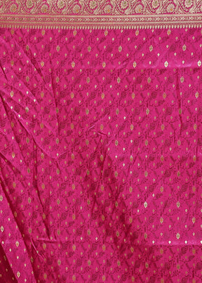 Pink Handloom Tanchoi Pure Silk Saree With Blouse Piece