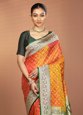 Yellow Handloom Tanchoi Pure Silk Saree With Blouse Piece