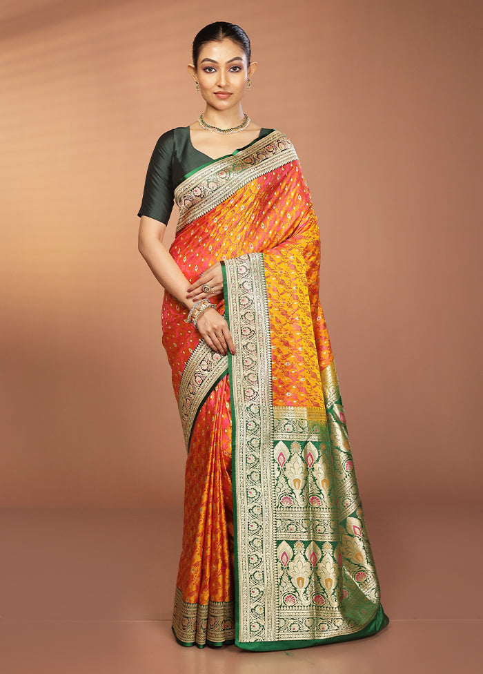 Yellow Handloom Tanchoi Pure Silk Saree With Blouse Piece