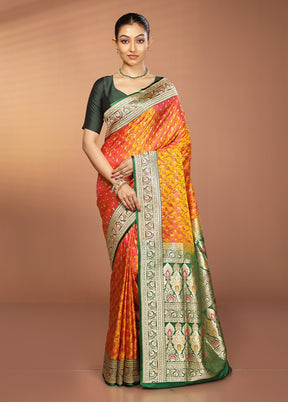 Yellow Handloom Tanchoi Pure Silk Saree With Blouse Piece