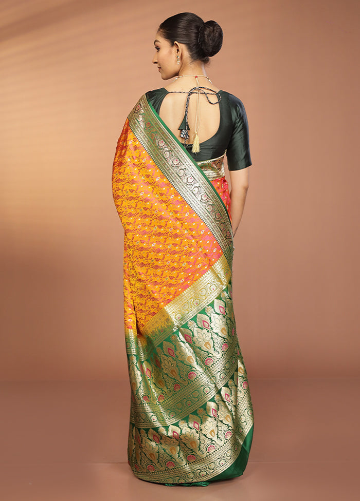 Yellow Handloom Tanchoi Pure Silk Saree With Blouse Piece