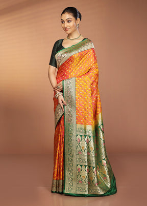 Yellow Handloom Tanchoi Pure Silk Saree With Blouse Piece