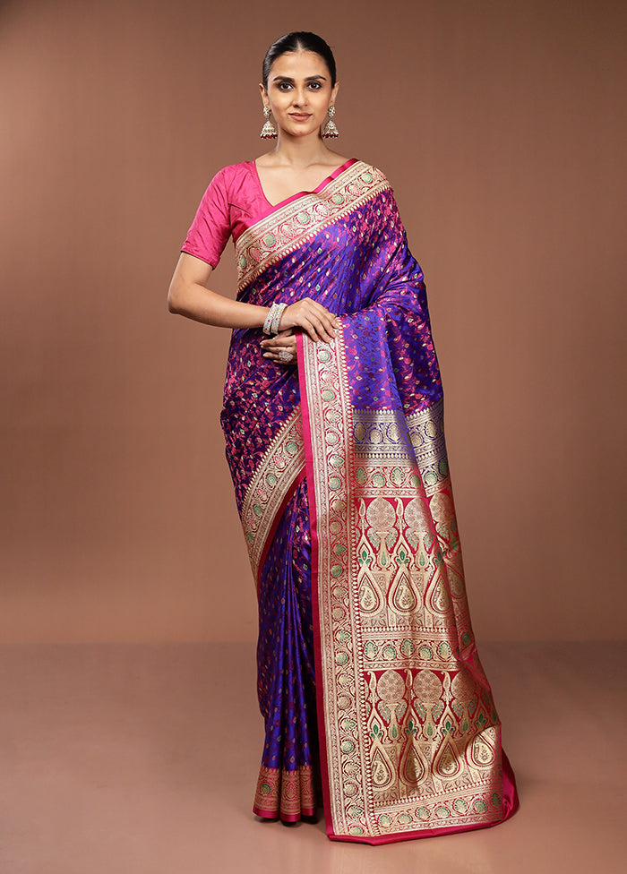 Blue Handloom Tanchoi Pure Silk Saree With Blouse Piece