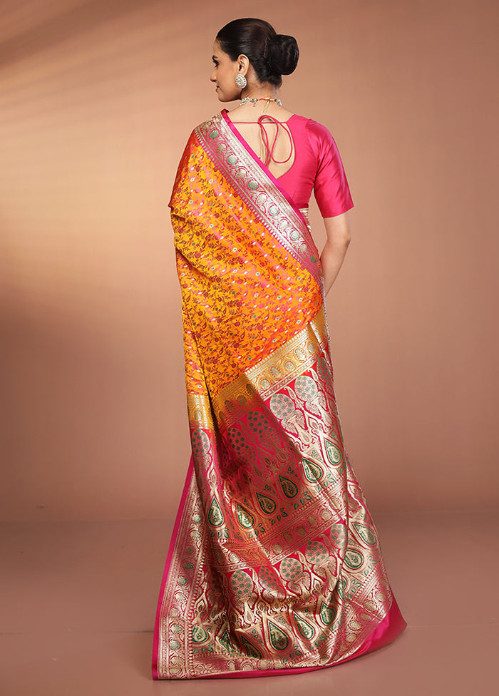Yellow Handloom Tanchoi Pure Silk Saree With Blouse Piece