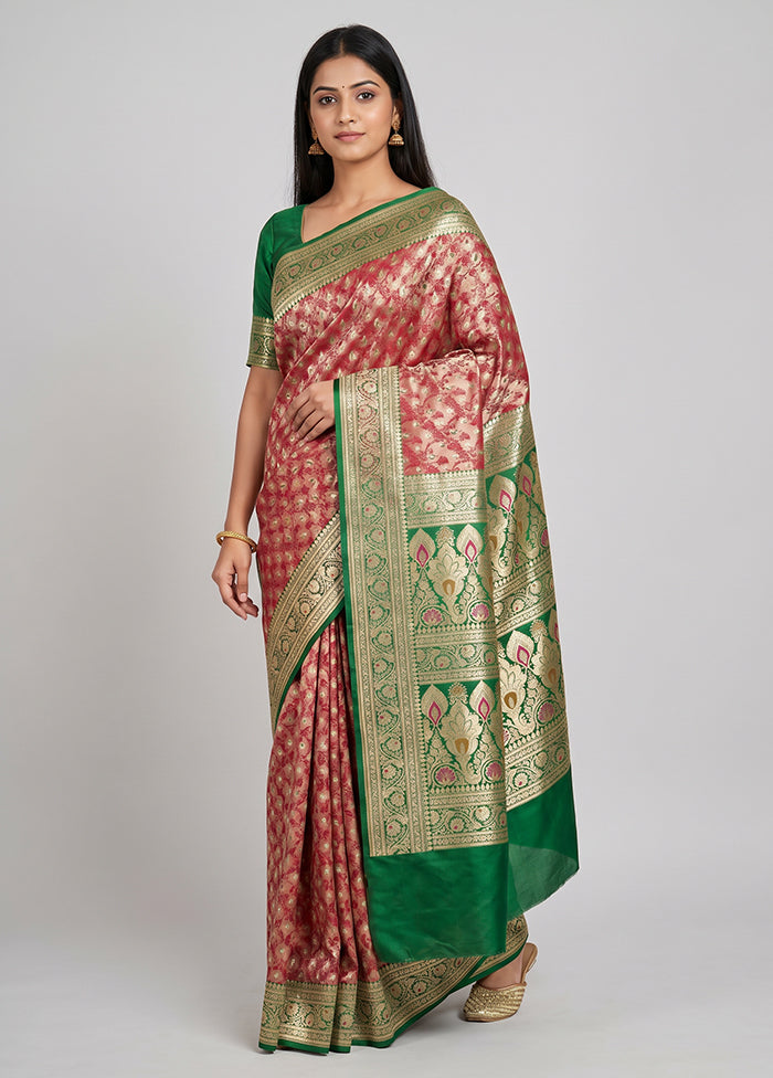 Cream Handloom Tanchoi Pure Silk Saree With Blouse Piece
