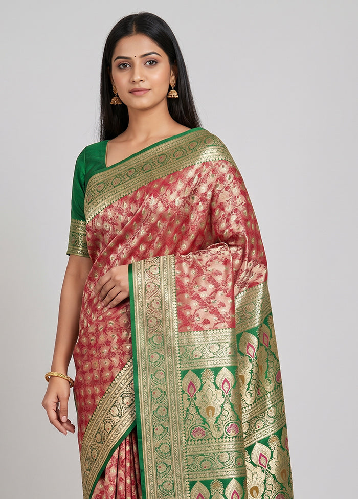 Cream Handloom Tanchoi Pure Silk Saree With Blouse Piece