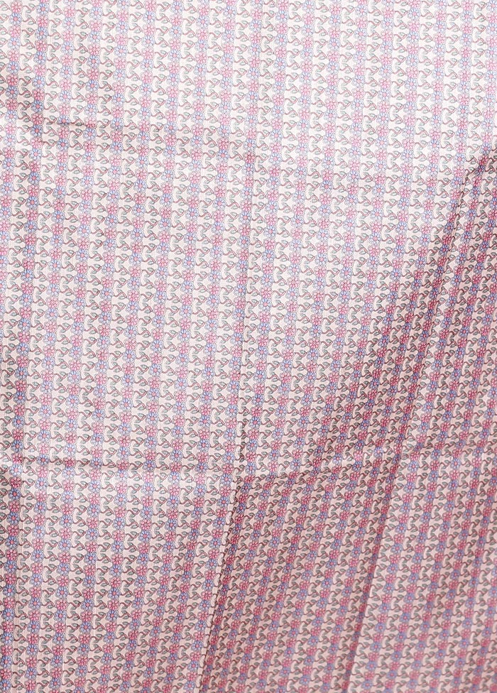 Pink Printed Silk Saree Without Blouse Piece
