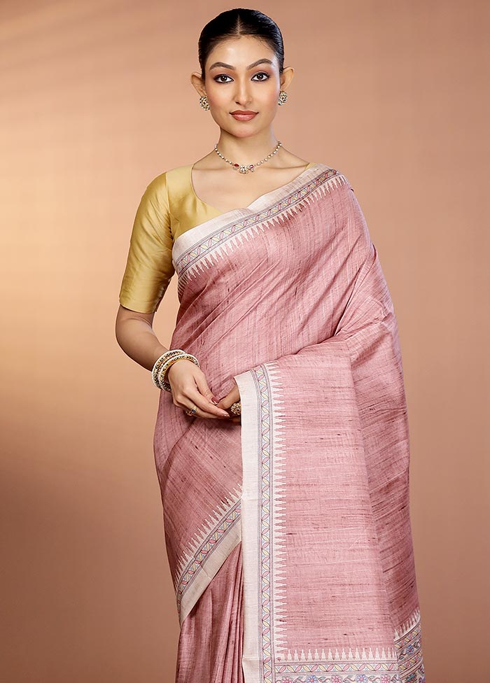 Cream Printed Silk Saree Without Blouse Piece