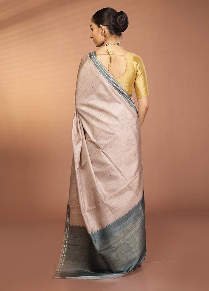 Cream Printed Pure Silk Saree Without Blouse Piece