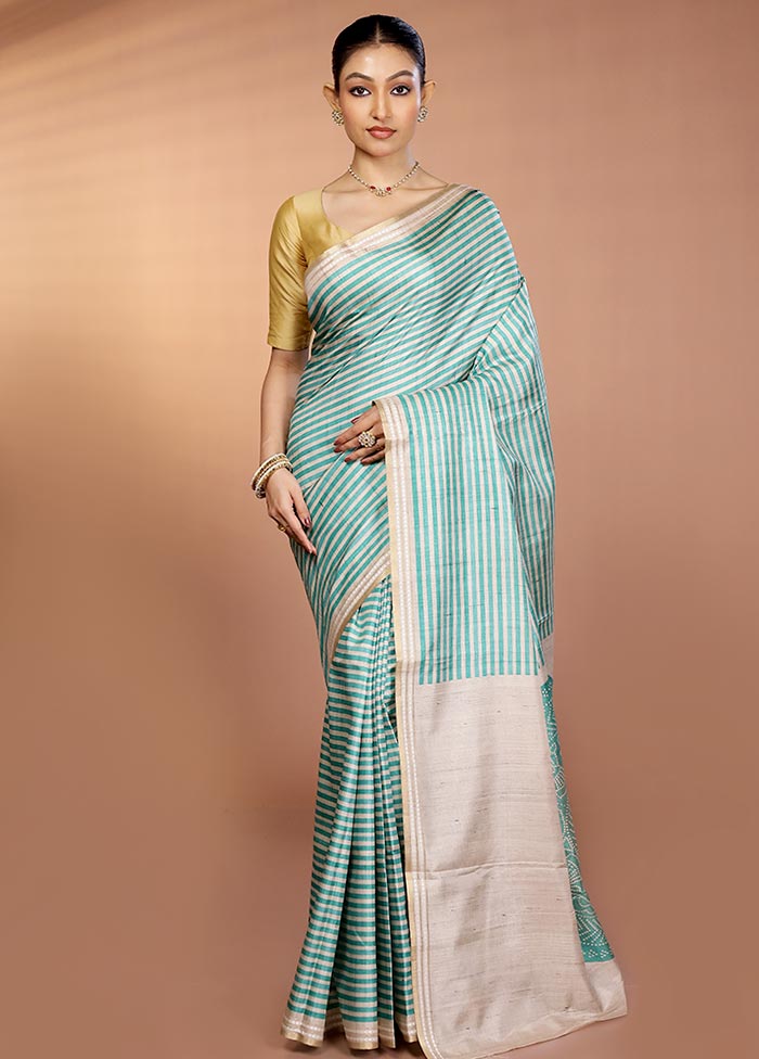 Green Printed Pure Silk Saree Without Blouse Piece