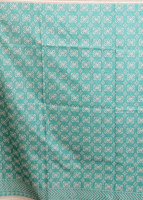 Green Printed Pure Silk Saree Without Blouse Piece
