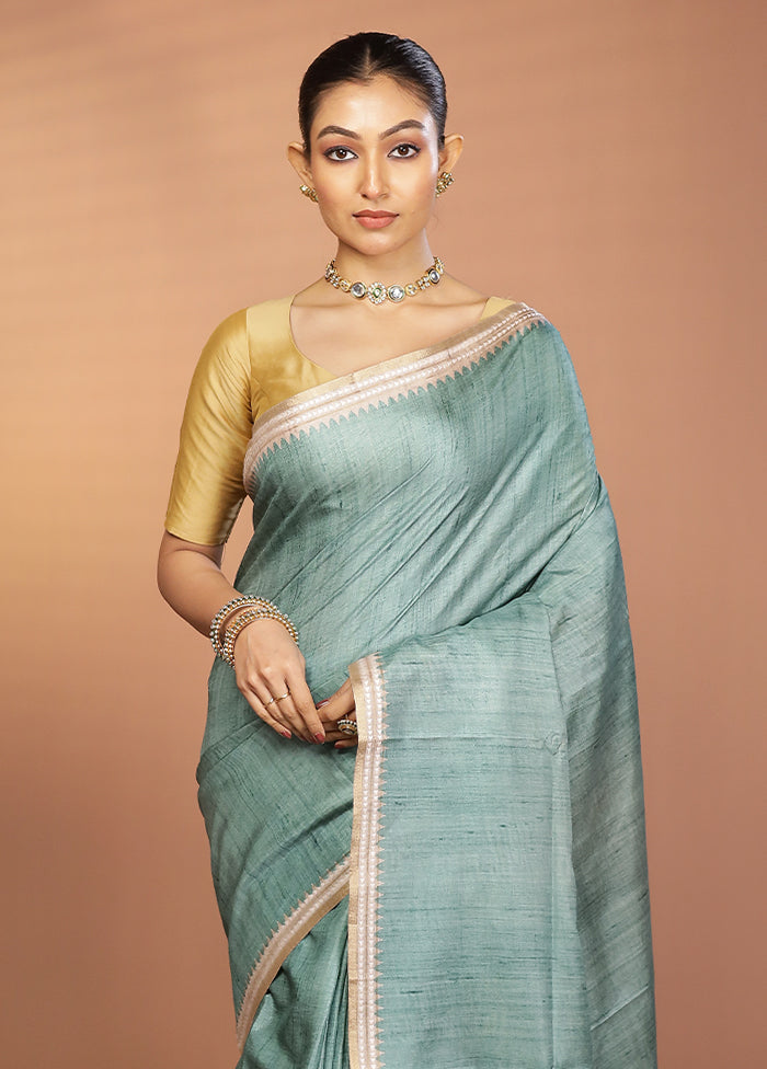 Green Printed Pure Silk Saree Without Blouse Piece